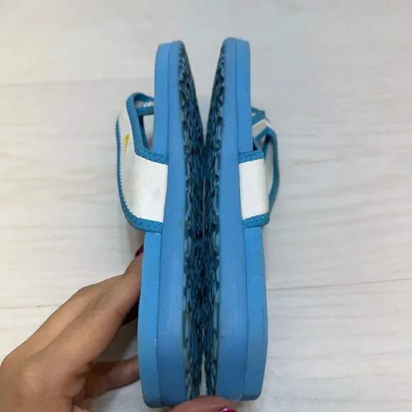 Nike South Beach CELSO Womens 6 Thong Sandal Slip-On Blue White Slide 344087-171 - Picture 2 of 10